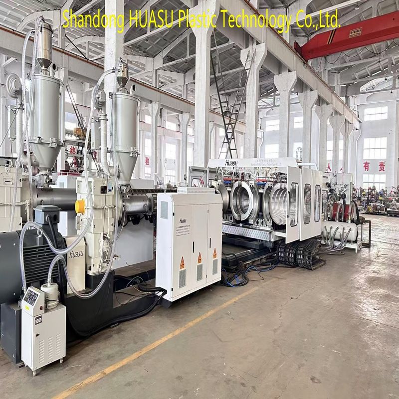 Lini Produksi Pipa Bergelombang Dinding Ganda yang Dikendalikan PLC dengan Daya 100-1000kW dan Sistem Pendingin Air