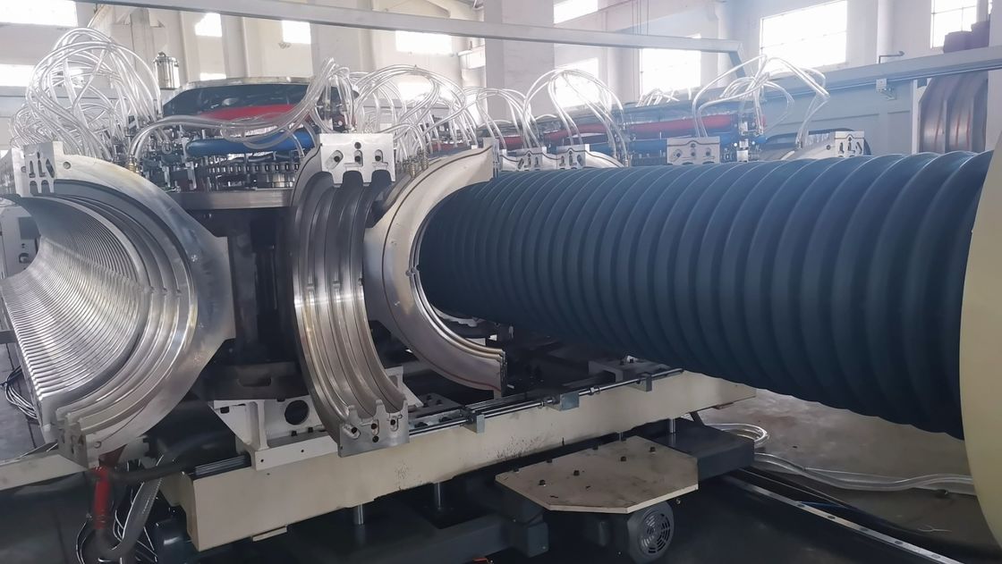 Electric Siemens Double Wall Corrugated Pipe Extrusion Line Untuk Pipe PE Diameter 32-1500mm Kapasitas Tinggi