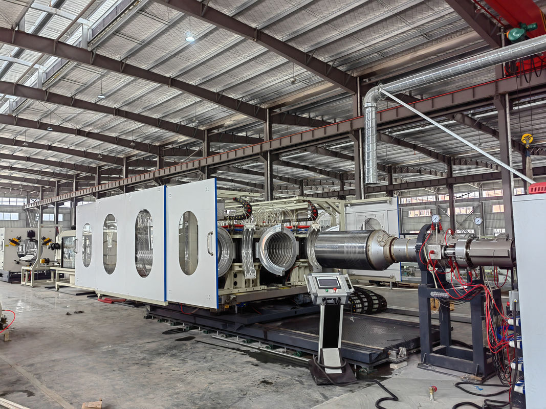 PP / PE / PVC Material Double Wall Corrugated Pipe Extrusion Line Otomatis