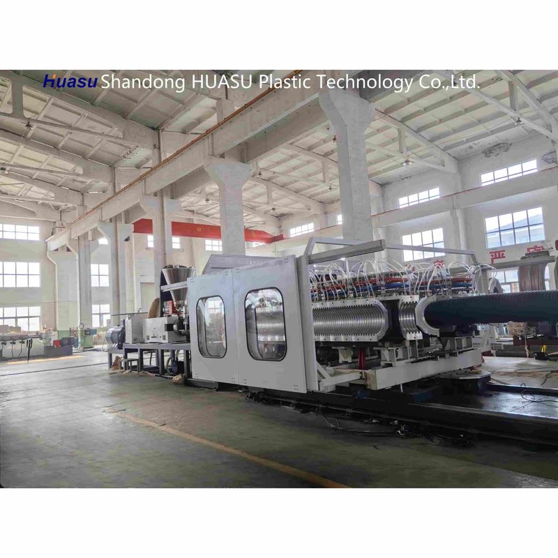 Mesin pipa bergelombang dengan output tinggi 500-2000Kg/H dengan diameter pipa 32-1600mm dan teknologi PLC Siemens