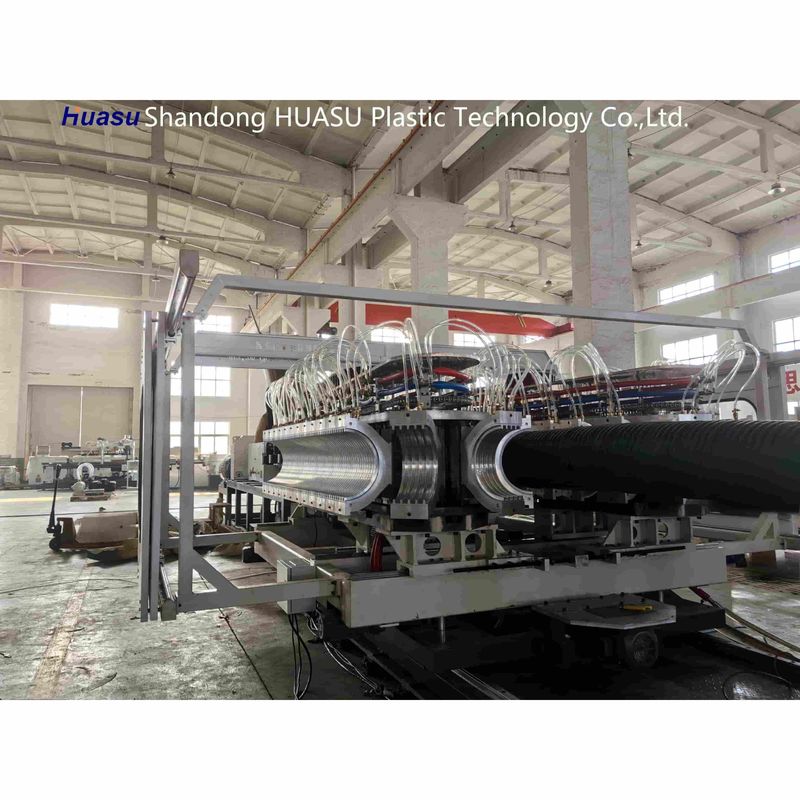 Mesin pipa bergelombang dengan output tinggi 500-2000Kg/H dengan diameter pipa 32-1600mm dan teknologi PLC Siemens