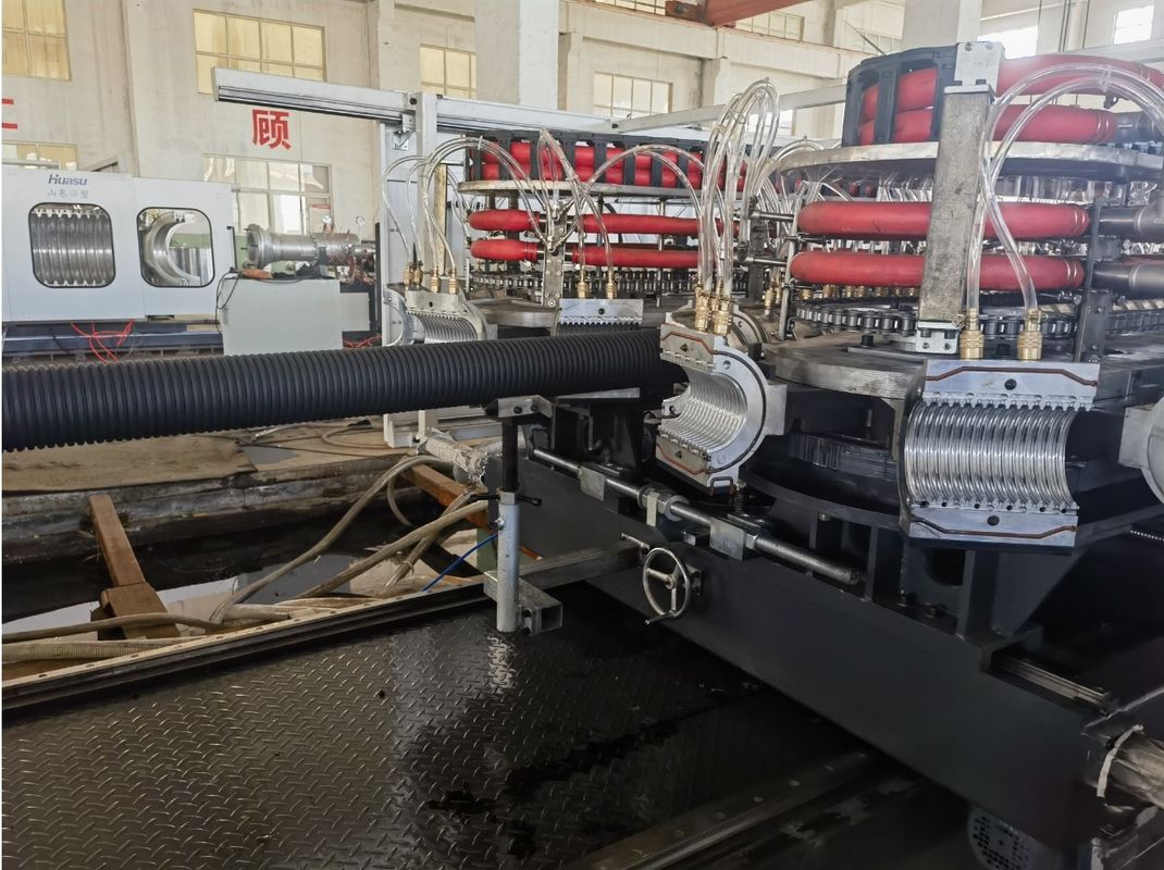 HDPE Pipe Machine Double Wall Corrugated Pipe Extrusion Line untuk Pasokan Air