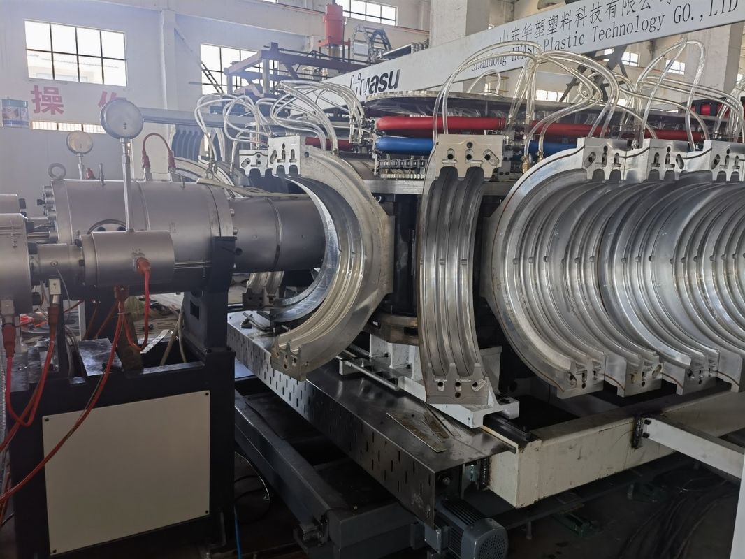 Siemens Inverter Double Wall Corrugated Pipe Extrusion Line dengan Hardness Of Barrel HV 940 dan 38crmoaia Screw