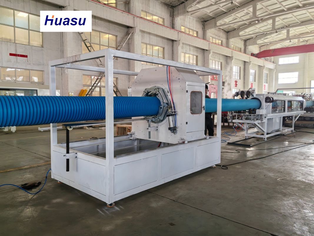 Jalur ekstrusi pipa PVC otomatis dengan diameter pipa 32-1600mm dan kapasitas 60-2000kg/jam dengan Sistem PLC Siemens