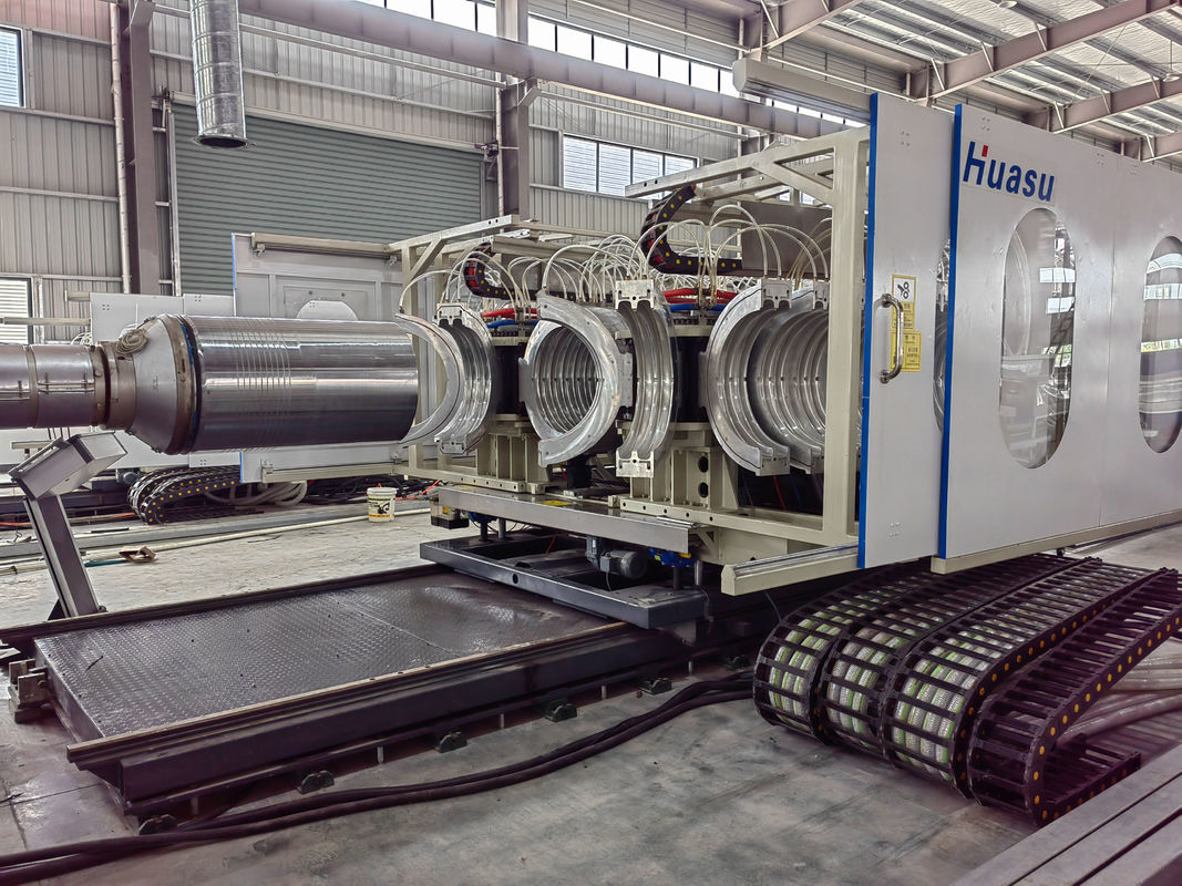 Diameter 16-1500mm Double Wall Corrugated Pipe Extrusion Line Dengan Vacuum Forming Dan Aluminium Alloy Mold Material