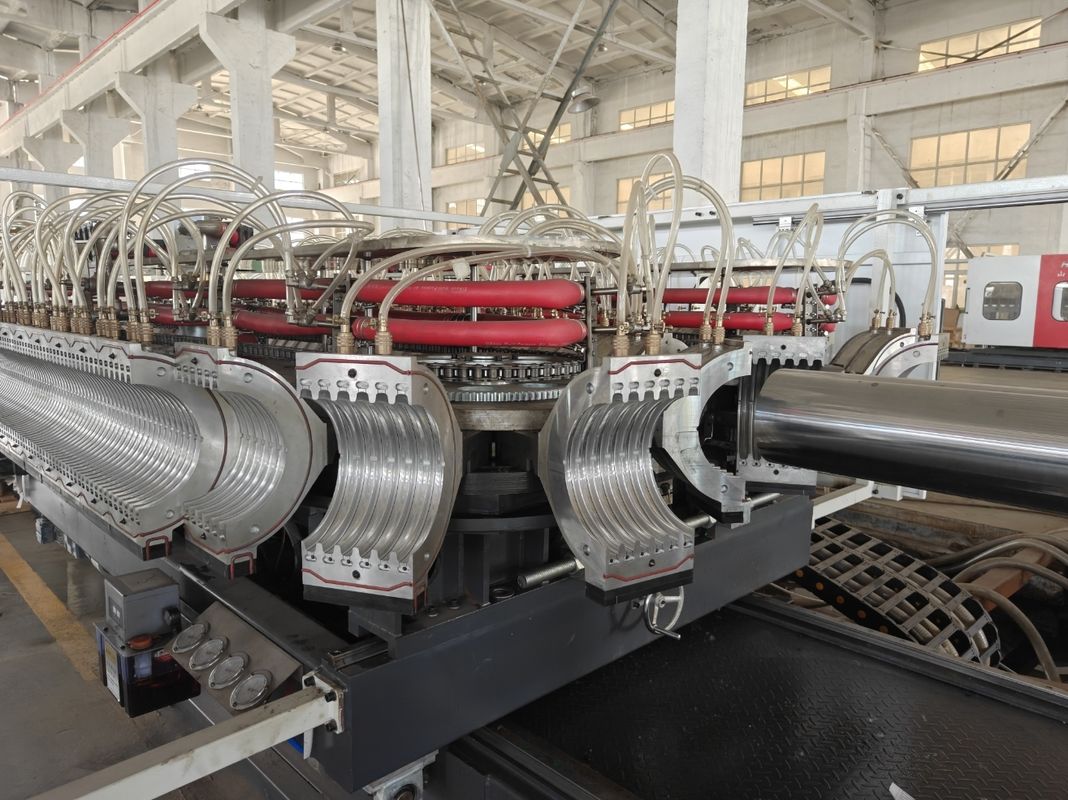 Lini Ekstrusi Pipa Bergelombang Dinding Ganda yang Dapat Disesuaikan dengan Bahan Cetakan Paduan Aluminium dan Kontaktor Schneider