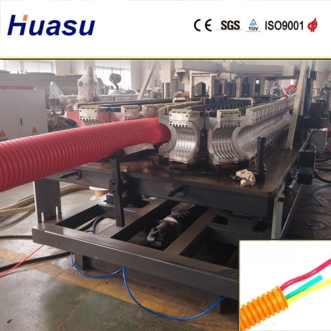 Garis produksi pipa bergelombang dinding ganda tingkat otomatis dengan teknologi Siemens PLC dan bel online