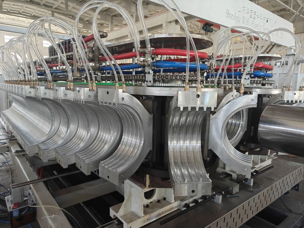 Garis Produksi Ekstruder Pipa Plastik Bergelombang Dua Untai Efisiensi Tinggi