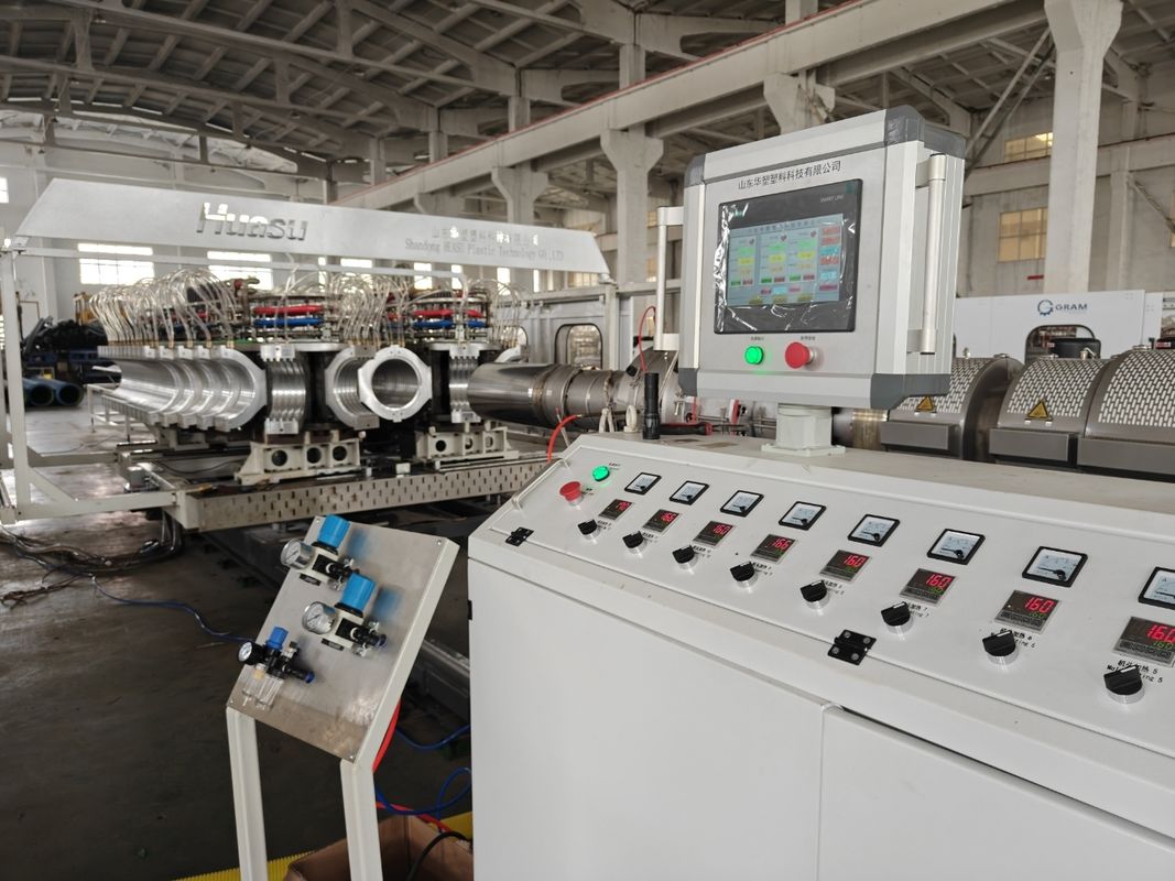 Twin Screw Extruder Pvc Corrugated Pipe Manufacturing Line Untuk Produksi Lemes