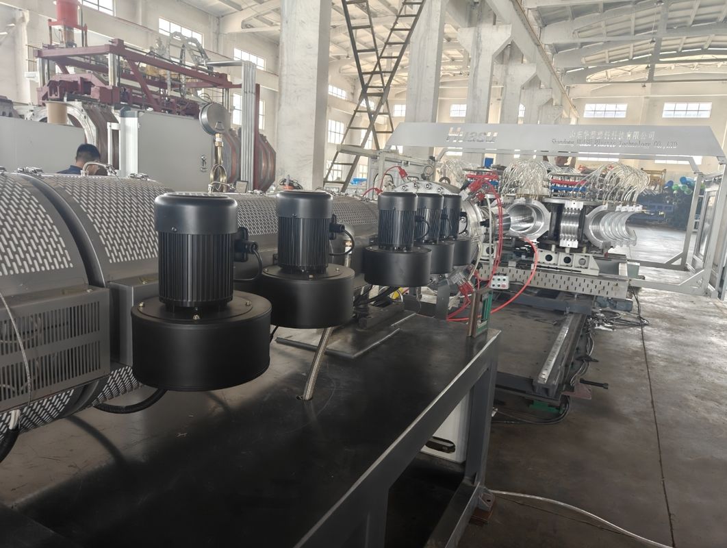 Twin Screw Extruder Pvc Corrugated Pipe Manufacturing Line Untuk Produksi Lemes