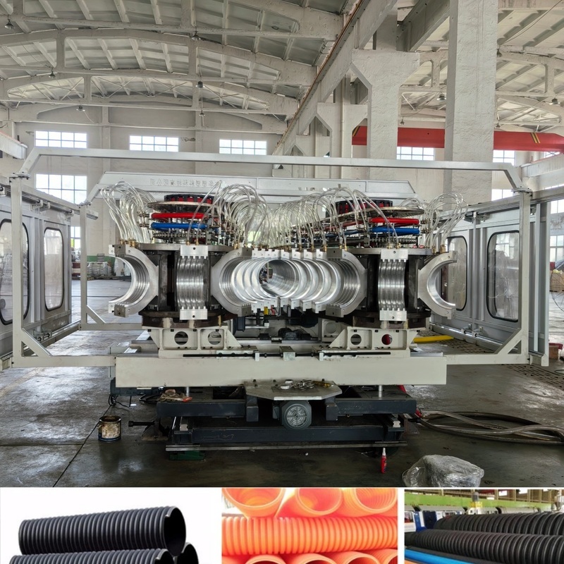 Mesin Pipa Bergelombang Dinding Ganda dengan Diameter Pipa 300mm-1600mm Sistem PLC Siemens dan Pembentukan Ujung Online untuk PVC/PE