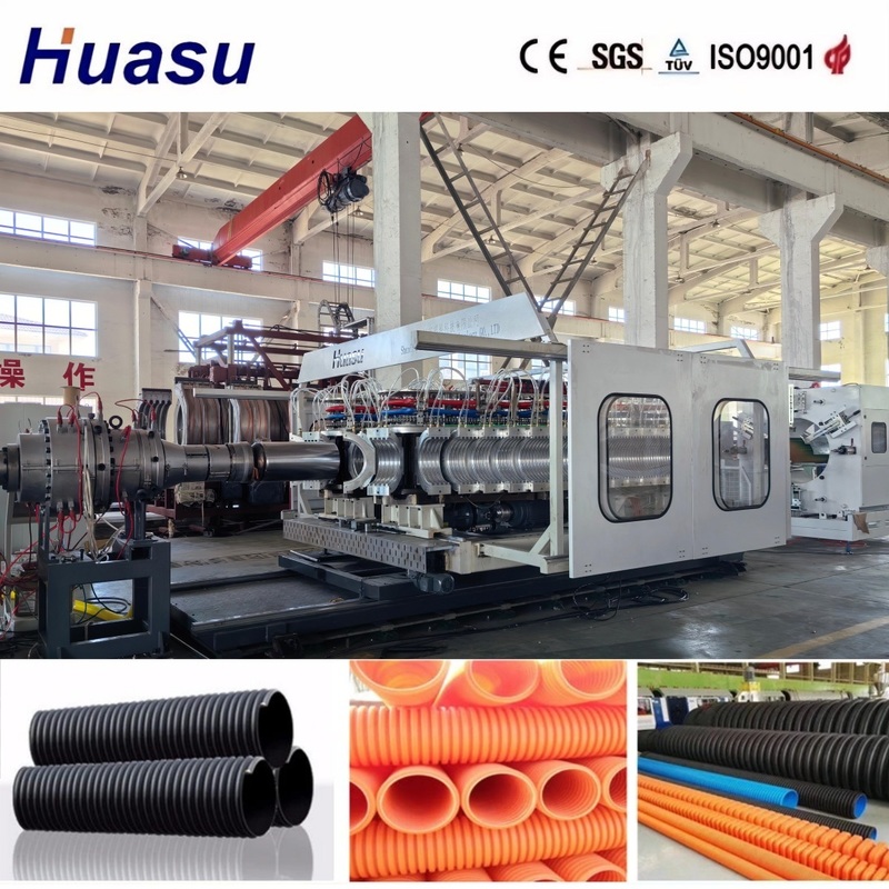 Otomatis Double Wall Corrugated Pipe Extrusion Line dengan Kapasitas 60-2000kg/h dan Kecepatan Produksi 0,5-5m/min