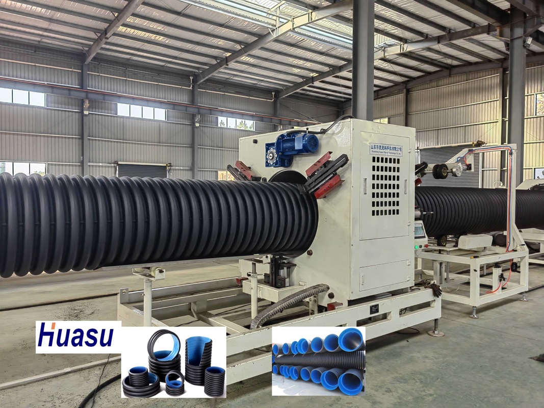 Aluminium Alloy Mold Double Wall Corrugated Pipe Extrusion Line untuk Produksi Cepat Pipa ID30-ID1500mm dengan rasio sekrup 33:1