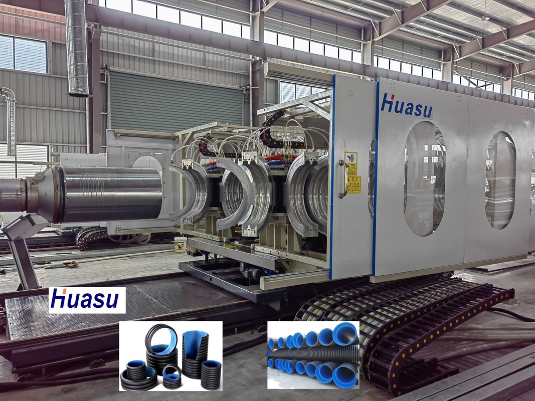 Aluminium Alloy Mold Double Wall Corrugated Pipe Extrusion Line untuk Produksi Cepat Pipa ID30-ID1500mm dengan rasio sekrup 33:1
