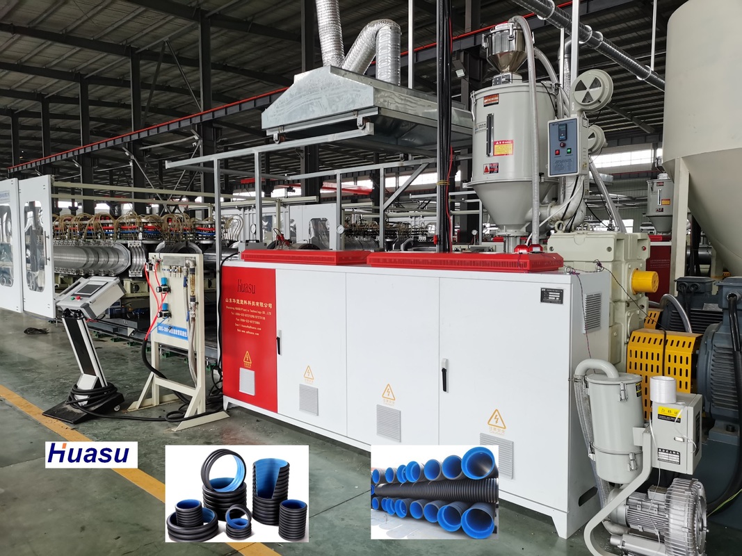 Aluminium Alloy Mold Double Wall Corrugated Pipe Extrusion Line untuk Produksi Cepat Pipa ID30-ID1500mm dengan rasio sekrup 33:1