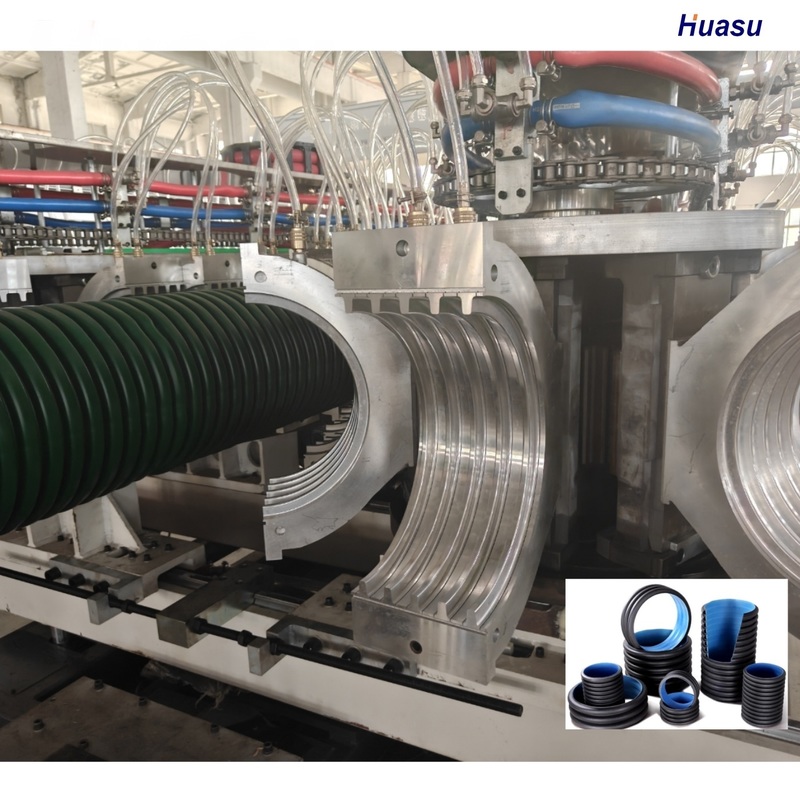 Advanced HDPE PVC Model Double Wall Corrugated Pipe Extrusion Line dengan pendinginan air dan panjang pipa yang dapat disesuaikan