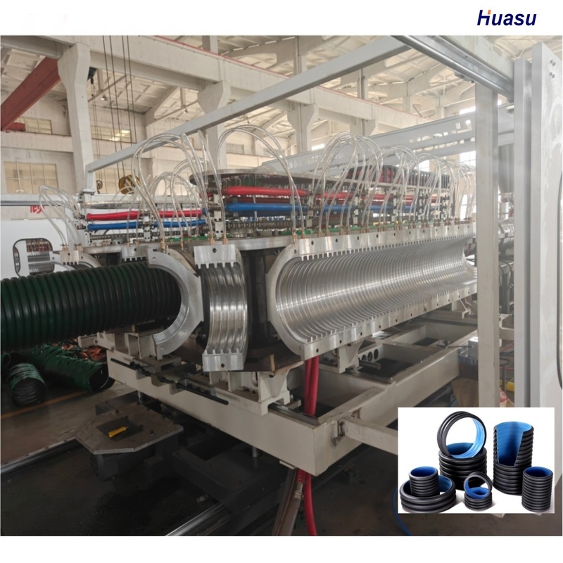 Advanced HDPE PVC Model Double Wall Corrugated Pipe Extrusion Line dengan pendinginan air dan panjang pipa yang dapat disesuaikan