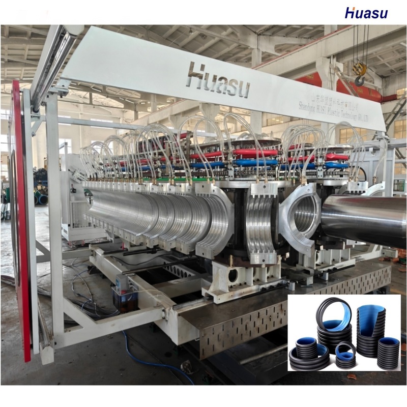 Advanced HDPE PVC Model Double Wall Corrugated Pipe Extrusion Line dengan pendinginan air dan panjang pipa yang dapat disesuaikan