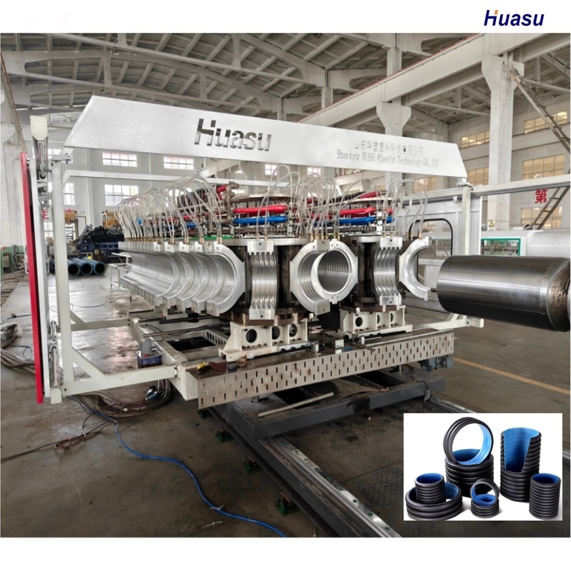 Advanced HDPE PVC Model Double Wall Corrugated Pipe Extrusion Line dengan pendinginan air dan panjang pipa yang dapat disesuaikan
