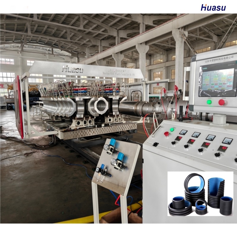 Advanced HDPE PVC Model Double Wall Corrugated Pipe Extrusion Line dengan pendinginan air dan panjang pipa yang dapat disesuaikan