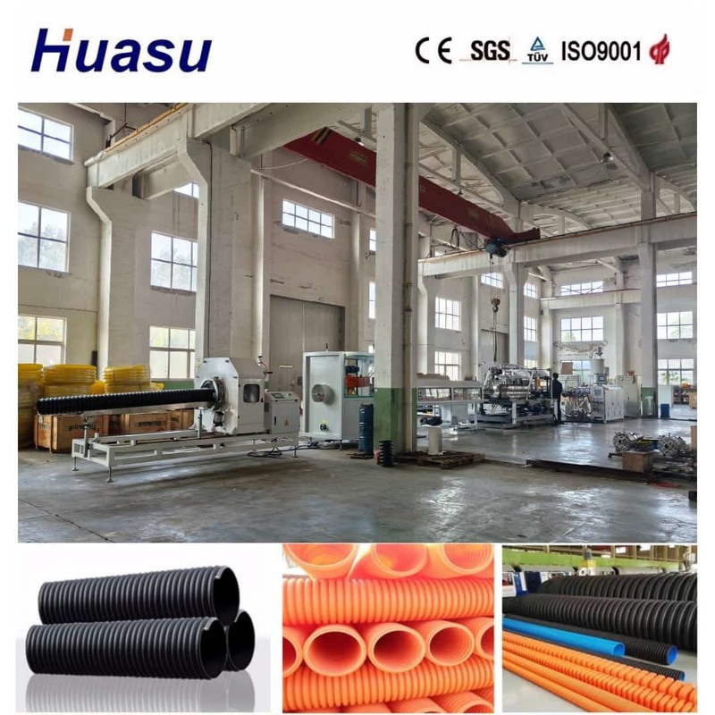 Produksi tinggi 32mm-1600mm Pipe Diameter Range Single Wall Corrugated Pipe Extrusion Line dengan harga yang kompetitif