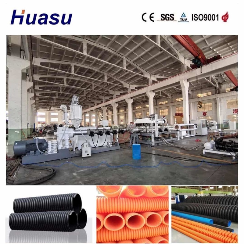 Single Wall Corrugated Pipe Extrusion Line dengan 200-2000kg/h Output Single Screw dan Remote Control untuk Pipe 32mm-1600mm