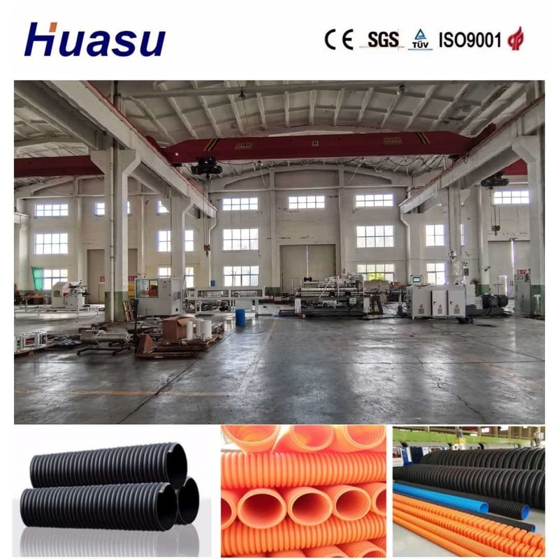 Produksi Tinggi Single Wall Corrugated Pipe Extrusion Line dengan Harga Kompetitif dan Penghematan Energi untuk PVC / PE / MPP / PA / HDPE