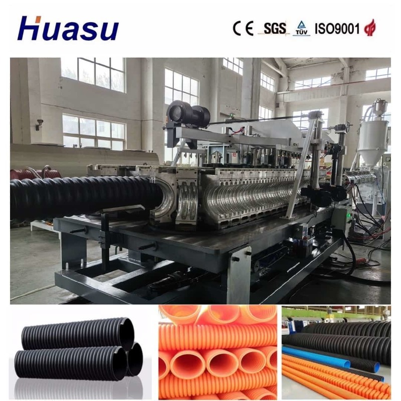 Single Wall Corrugated Pipe Extrusion Line dengan 200-2000kg/h Output Single Screw dan Remote Control untuk Pipe 32mm-1600mm