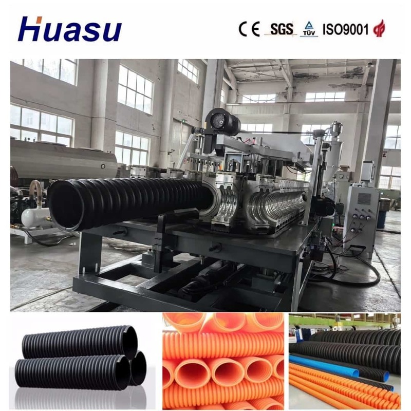 Single Screw Single Wall Corrugated Pipe Extrusion Line dengan remote control PLC untuk kisaran diameter pipa 32mm-1600mm
