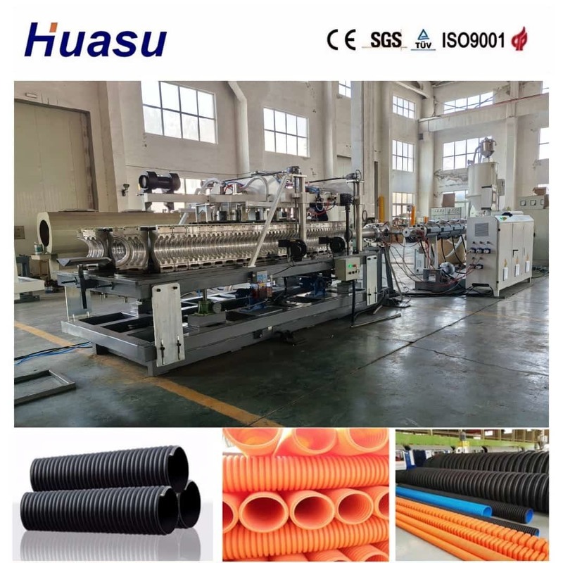 Single Wall Corrugated Pipe Extrusion Line dengan Fitur Belling Online Sistem Kontrol PLC Siemens dan Mesin Cetakan Tertutup
