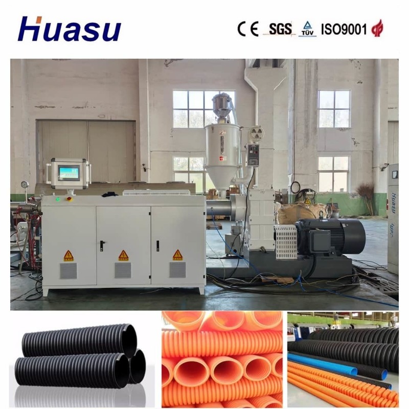 Remote Control Single Wall Corrugated Pipe Extrusion Machine dengan Full Intermeshing Engagement dan Online Belling untuk Pipe 32mm-1600mm