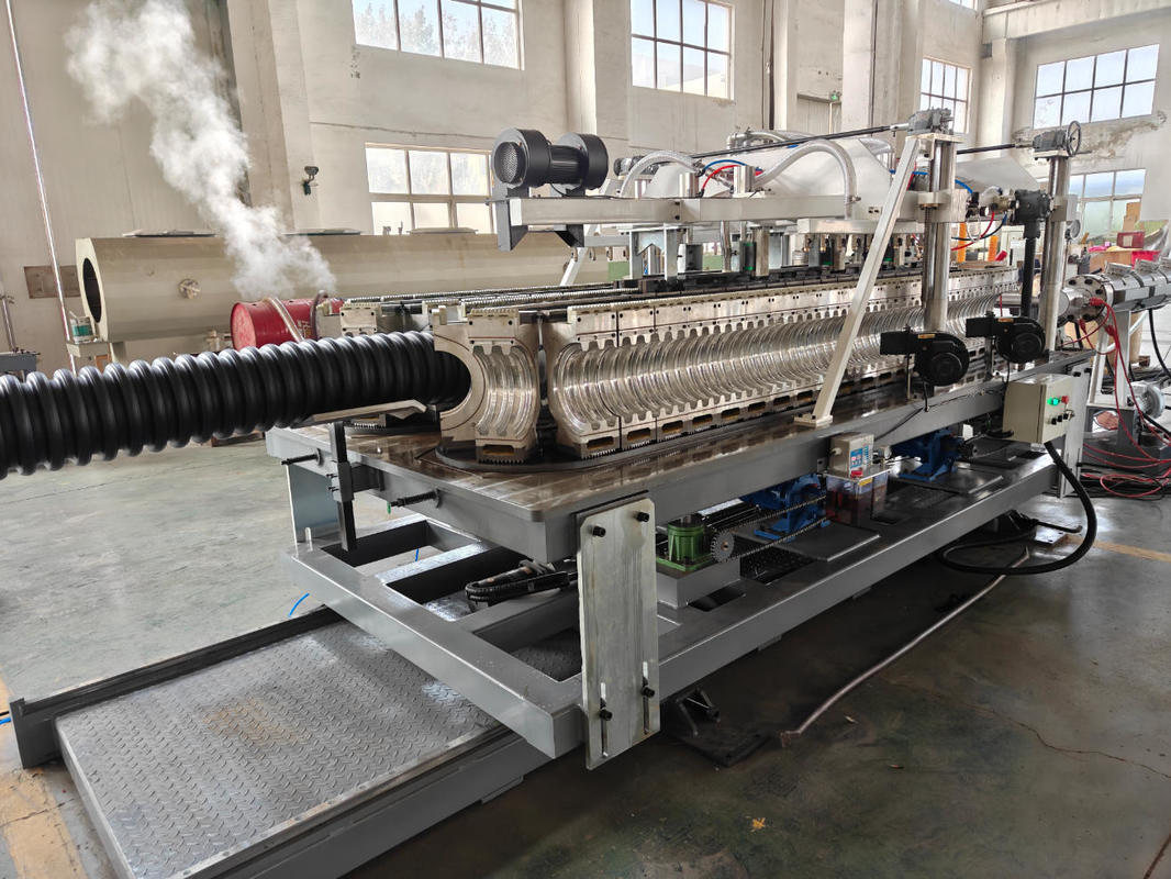 Integral Type Extruder Double Wall Corrugated Pipe Extrusion Line dengan Diameter Sekrup 75mm-315mm dan Sekrup Barel HV>740