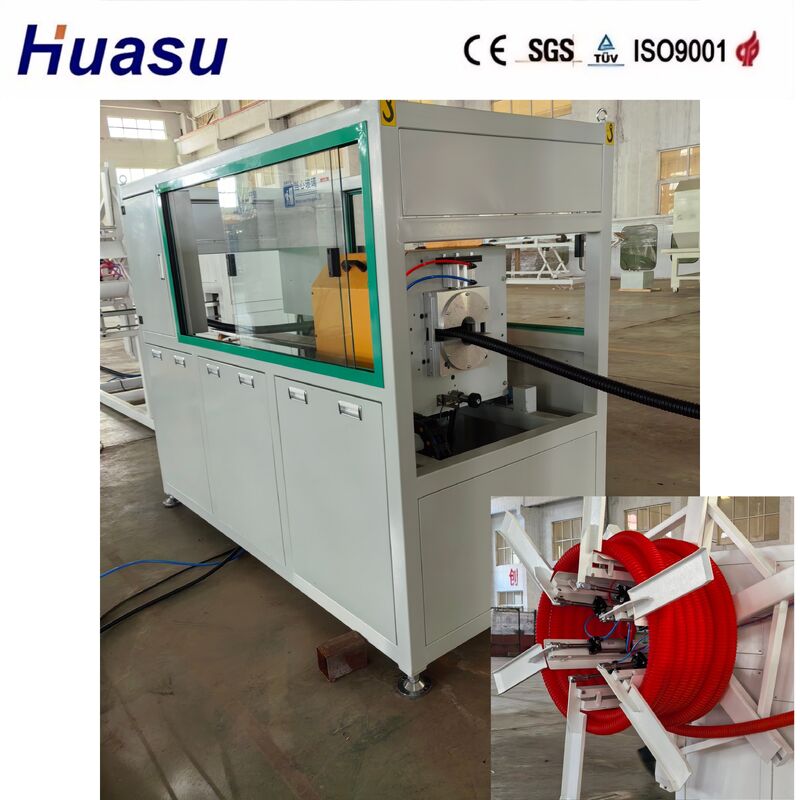 Pabrik Pipa Goresan HDPE dengan PLC Control Touch Screen Interface untuk 32mm - 1600mm Pipe ID dan Air Water Cooling Options