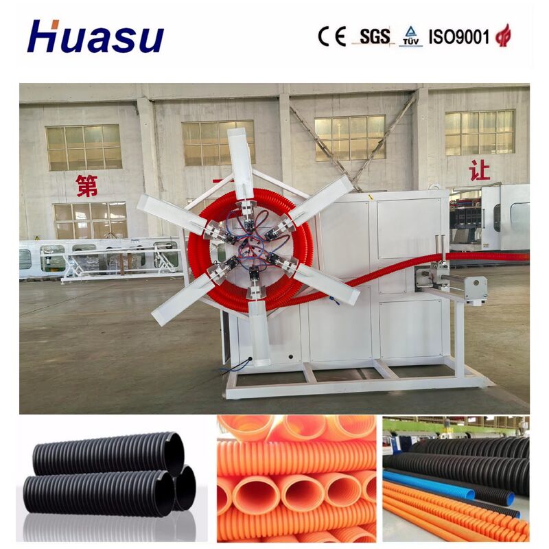 Produksi tinggi hemat energi Single Wall Corrugated Pipe Extrusion Line dengan PLC Control Touch Screen untuk pembuatan pipa plastik
