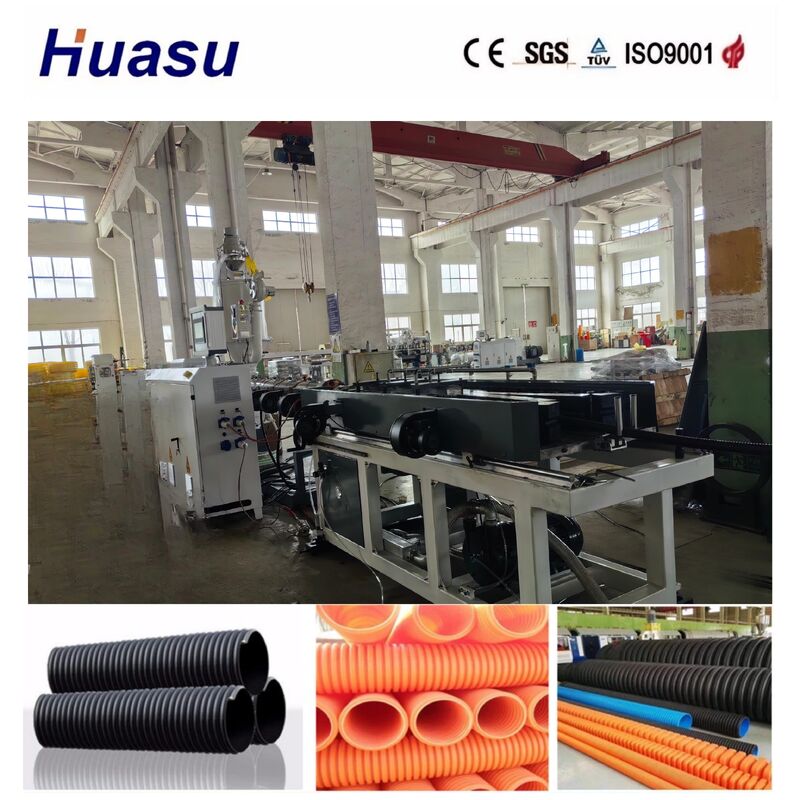 Industrial Single Wall Corrugated Pipe Extrusion Line dengan PLC Control System untuk HDPE PE PVC PP Pipe Diameter 32mm-1600mm