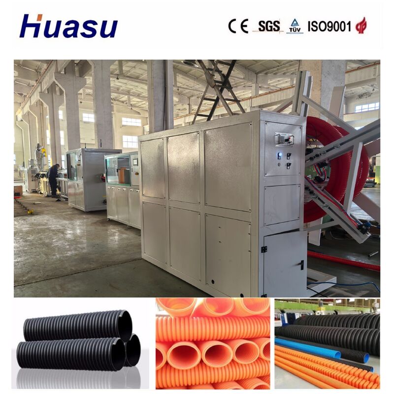 32-1600mm Full Automatic Single Wall Corrugated Pipe Extrusion Line dengan pendinginan air untuk PVC PE MPP PA HDPE