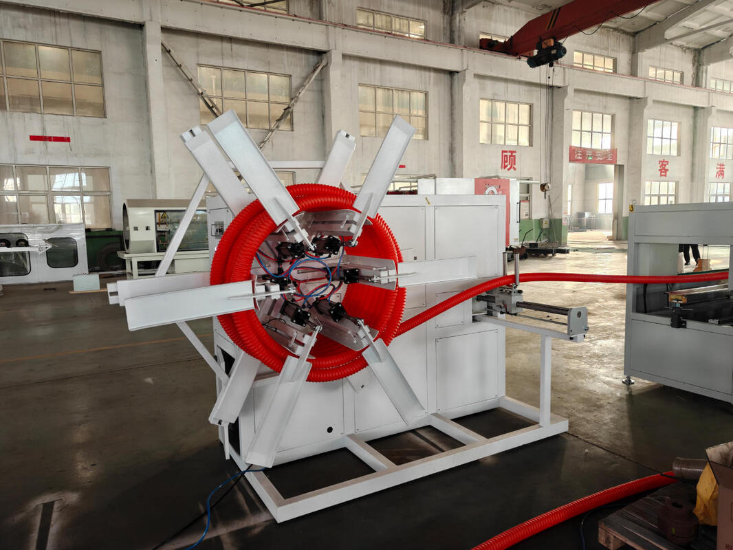 Garis ekstrusi pipa bergelombang dinding ganda dengan bagian listrik utama Siemens, bahan gigi 20CrMnTi dan sekrup barel HV>740