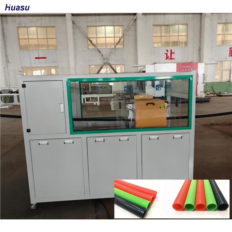 Garis ekstrusi pipa bergelombang dinding tunggal dengan sensor suhu, pemanasan listrik, dan struktur saluran sekrup dalam