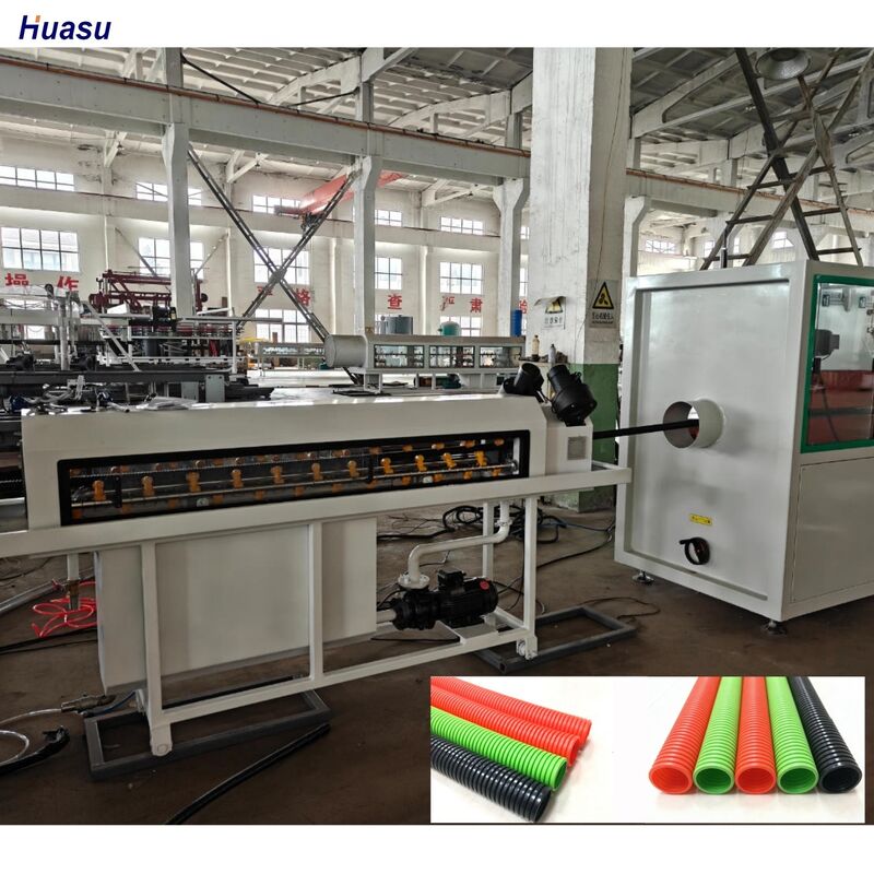 Jalur Ekstrusi Pipa Bergelombang Dinding Tunggal PLC Dengan Kontrol Jarak Jauh Menampilkan Elektrik Utama Siemens Schneider dan Material Barel 38CrMoAlA