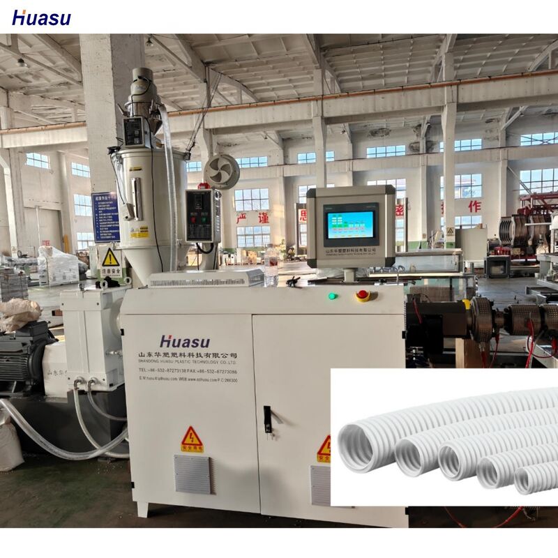 Jalur Ekstrusi Pipa Bergelombang Dinding Tunggal yang Disesuaikan Menampilkan Inverter Siemens dan Kontrol Jarak Jauh PLC untuk Output