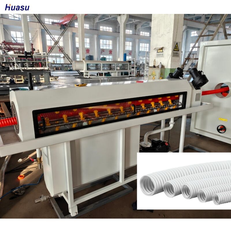 Single Wall Corrugated Pipe Extrusion Line Full Intermeshing Engagement System Rotary Mold Type Corrugator Kontrol Komputerisasi untuk Produksi