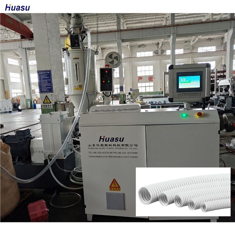 Lini Produksi Pipa Bergelombang Dinding Tunggal Kontrol PLC untuk Bahan Baku PP PE PVC Memastikan Produksi dan Konsisten