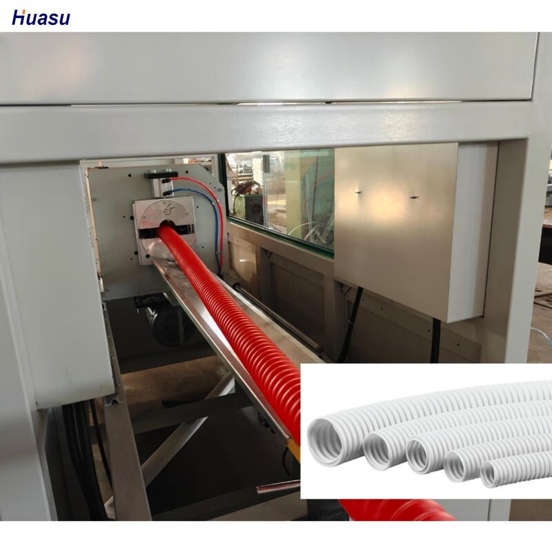 Lini Produksi Pipa Bergelombang Dinding Tunggal Bahan PP PE PVC Termasuk Elektrik Utama Siemens Schneider Memberikan Output