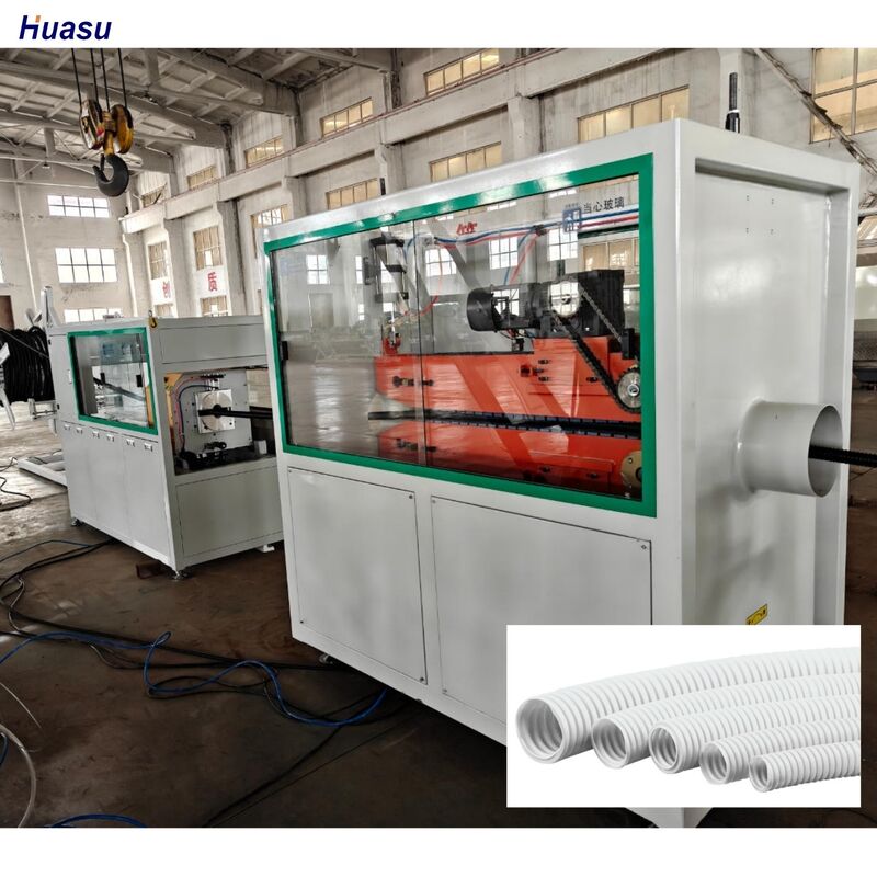 Lini Produksi Pipa Bergelombang Dinding Tunggal Bahan PP PE PVC Termasuk Elektrik Utama Siemens Schneider Memberikan Output