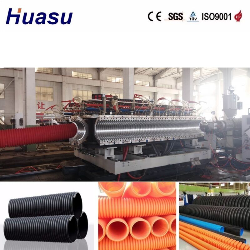 Aluminium Alloy Mold Double Wall Corrugated Pipe Extrusion Line dengan kontrol PLC untuk Diameter Pipe 32mm-1600mm