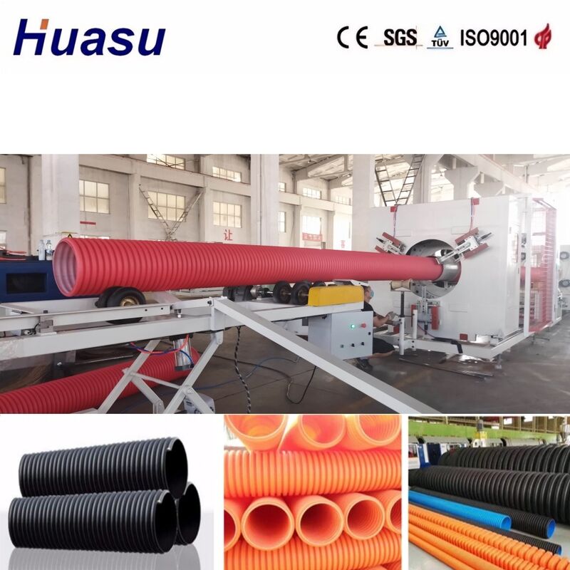 Garis Ekstrusi Pipa Goresan Double Wall dengan Diameter Dalam 32mm-1600mm, Kontrol Siemens PLC, dan Produktivitas Tinggi