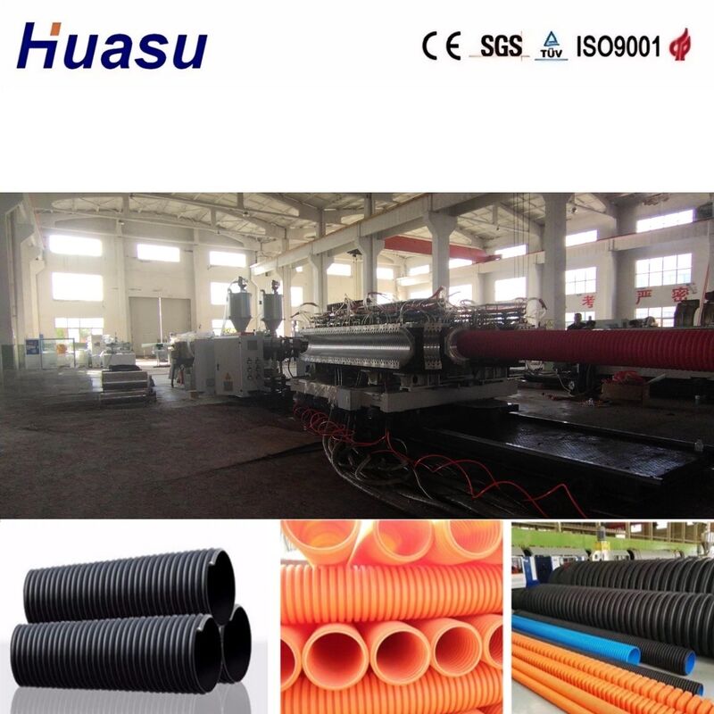 PLC dikendalikan Double Wall Corrugated Pipe Extrusion Line dengan 100-1000 Kg/h Kapasitas dan 32mm-1600mm Pipe Diameter