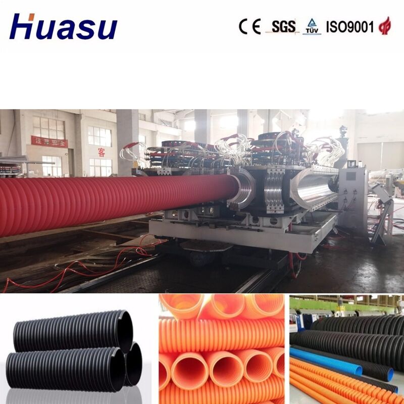 PLC dikendalikan Double Wall Corrugated Pipe Extrusion Line untuk 32mm-1600mm Pipe dengan 100-3000kg/h Kapasitas