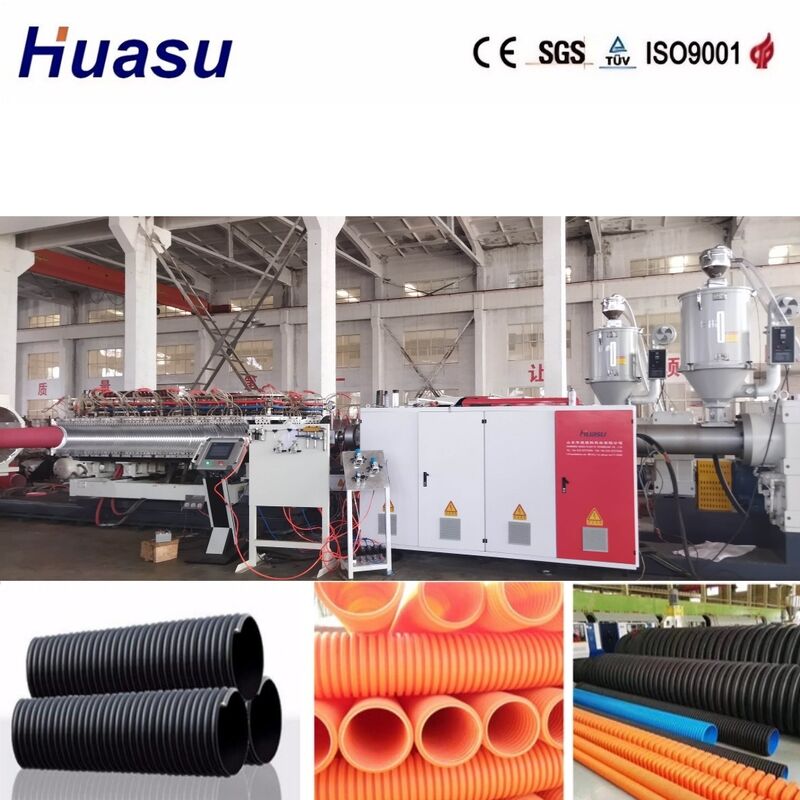 Garis Ekstrusi Pipa Goresan Double Wall dengan Diameter Dalam 32mm-1600mm, Kontrol Siemens PLC, dan Produktivitas Tinggi