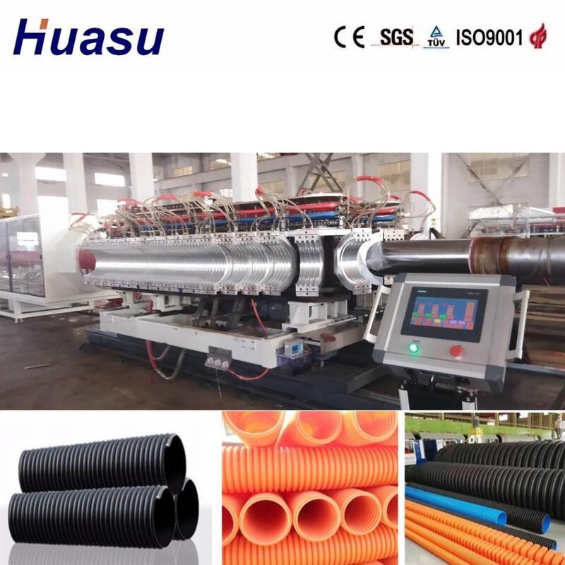 Jalur Ekstrusi Pipa Bergelombang Dinding Ganda Kontrol PLC untuk Diameter Pipa 32mm-1600mm dengan Produktivitas Tinggi